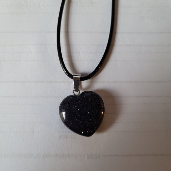 Smoked Gray Gemstone Pendant and Heart Shape Blue Sparkle Pendant - Picture 2 of 3